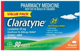 Amcal Pharmacies Claratyne Rapid Hayfever & Allergy Relief Value Pack 90 Tablets offer
