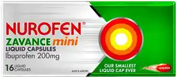 Amcal Pharmacies Nurofen Zavance Mini Liquid Capsules 16 Pack offer