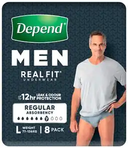 Amcal Pharmacies Depend Men Real Fit Underwear Large 8 Pack offer
