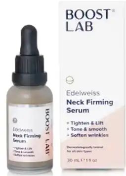 Amcal Pharmacies BOOST LAB Edelweiss Neck Firming Serum 30mL offer