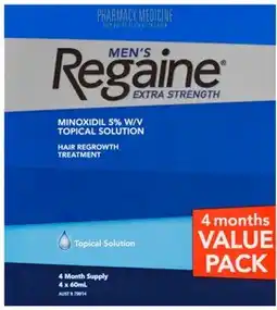 Amcal Pharmacies Regaine Men’s Extra Strength Solution 4 Month Supply Value Pack 4 x 60mL offer
