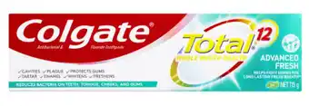Chemist Warehouse Colgate total advanced fresh antibacterial fluoride gel toothpaste 115g offer