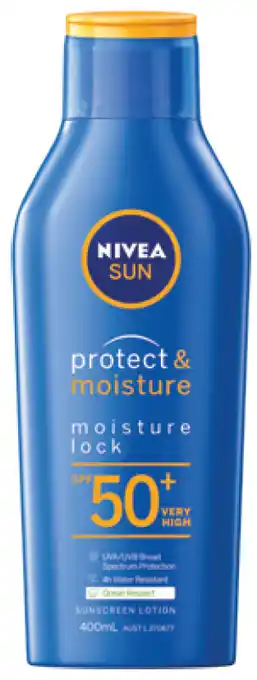 Chemist Warehouse Nivea sun spf 50+ protect & moisture moisturising lotion 400ml offer