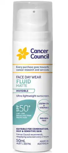 Chemist Warehouse Cancer council spf 50+ fluid matte invisible 50ml offer