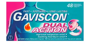 ePharmacy Gaviscon dual action peppermint 48 chewable tablets offer