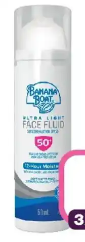 Priceline Banana Boat Ultra Light Face Fluid Sunscreen Lotion SPF50+ offer