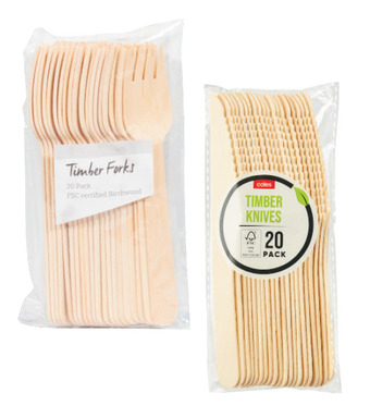 Coles Coles timber knives or forks 20 pack offer