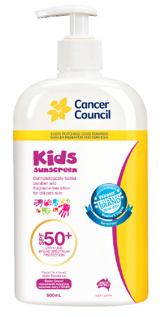 Coles Cancer council kids sunscreen lotion spf50+ 500ml offer