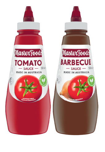 Coles Masterfoods squeezy tomato or barbecue sauce 475ml-500ml offer