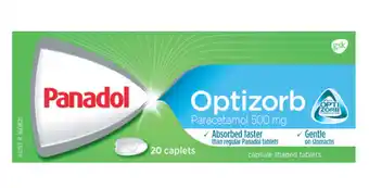 Coles Panadol optizorb paracetamol caplets or tablets 20 pack offer