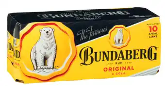 Liquorland Bundaberg up & cola can 375ml (10 pack) offer