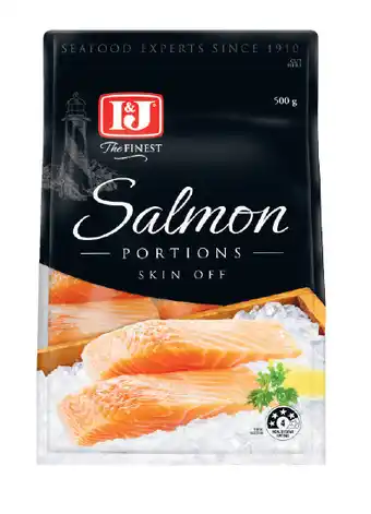 Coles I&j salmon skin off & on 500g offer