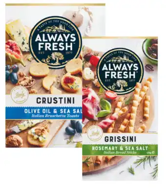 Always fresh crustini or grissini breadsticks 120g-125g