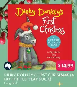 QBD Dinky donkey's first christmas (a lift-the-felt-flap book) offer