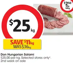 Coles Don Hungarian Salami offer