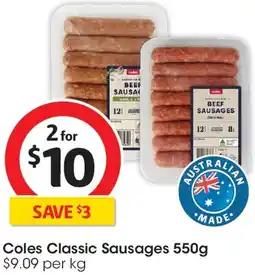 Coles Coles Classic Sausages offer