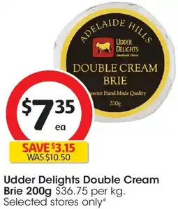 Coles Udder Delights Double Cream Brie offer