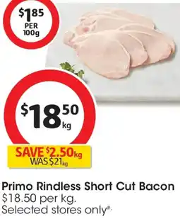 Coles Primo Rindless Short Cut Bacon offer