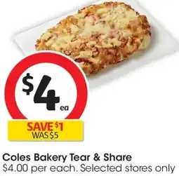 Coles Coles Bakery Tear & Share offer