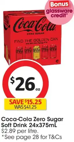 Coles Coca-Cola Zero Sugar Soft Drink offer