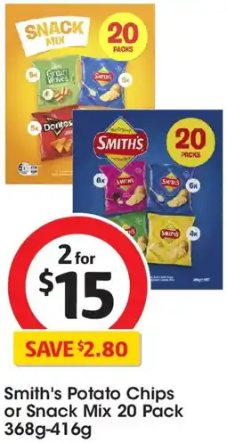 Coles Smith's Potato Chips or Snack Mix 20 Pack offer