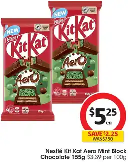 Coles Nestlé Kit Kat Aero Mint Block Chocolate offer