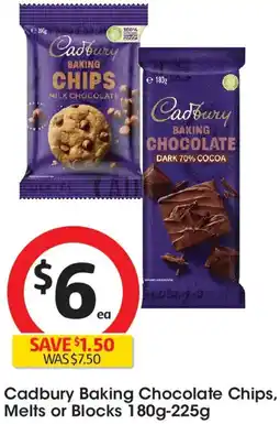 Coles Cadbury Baking Chocolate Chips, Melts or Blocks offer