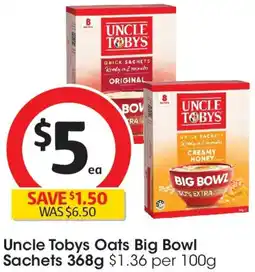 Coles Uncle Tobys Oats Big Bowl Sachets offer