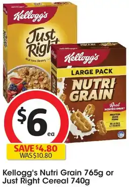 Coles Kellogg's Nutri Grain or Just Right Cereal offer