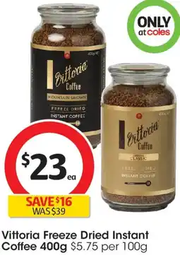Coles Vittoria Freeze Dried Instant Coffee offer