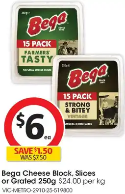 Coles Bega Cheese Block, Slices or Grated offer
