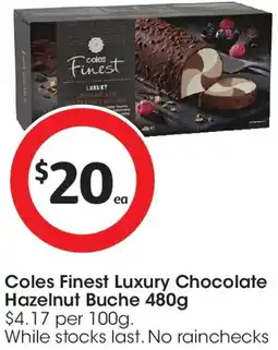 Coles Coles Finest Luxury Chocolate Hazelnut Buche offer
