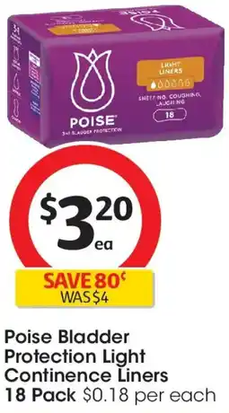 Coles Poise Bladder Protection Light Continence Liners offer