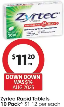 Coles Zyrtec Rapid Tablets offer