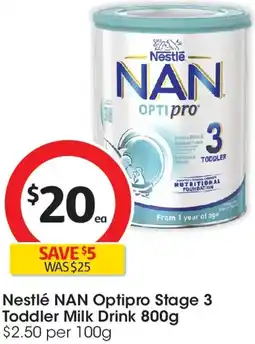 Coles Nestlé NAN Optipro Stage 3 Toddler Milk Drink offer