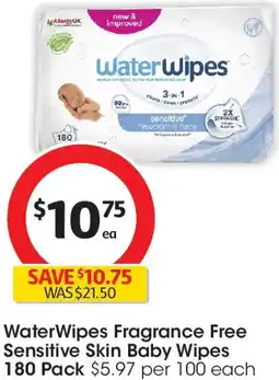 Coles WaterWipes Fragrance Free Sensitive Skin Baby Wipes offer