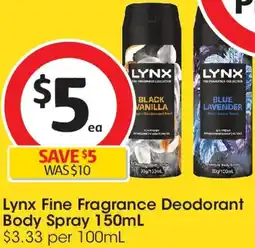 Coles Lynx Fine Fragrance Deodorant Body Spray offer