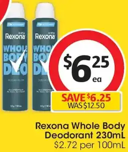 Coles Rexona Whole Body Deodorant offer