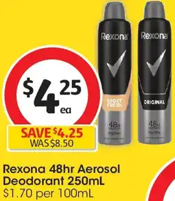 Coles Rexona 48hr Aerosol Deodorant offer