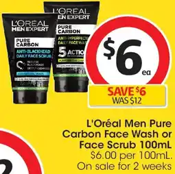 Coles L'Oréal Men Pure Carbon Face Wash or Face Scrub offer