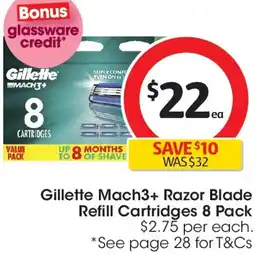 Coles Gillette Mach3+ Razor Blade Refill Cartridges offer