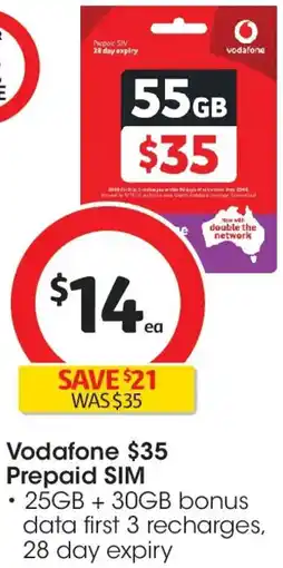 Coles Vodafone Prepaid SIM offer