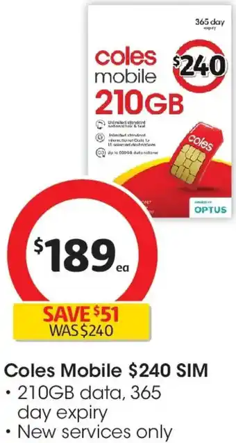 Coles Coles Mobile SIM offer