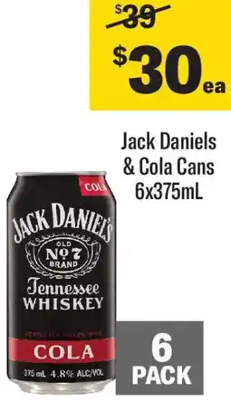 Coles Jack Daniels & Cola Cans offer