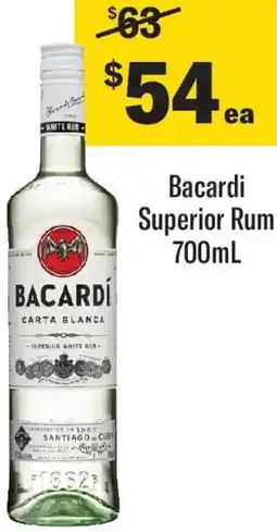 Coles Bacardi Superior Rum offer