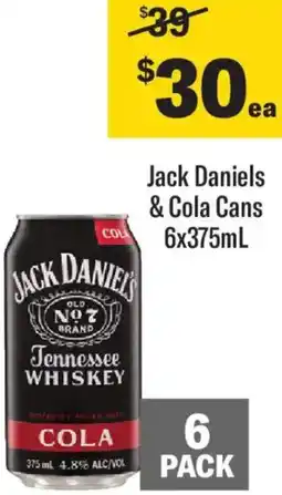 Liquorland Jack Daniels & Cola Cans offer