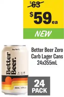 Liquorland Better Beer Zero Carb Lager Cans offer