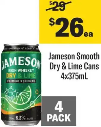 Liquorland Jameson Smooth Dry & Lime Cans offer