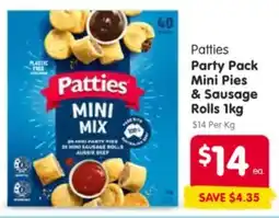 Spar Patties party pack mini pies & sausage rolls offer