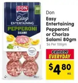 Spar Don easy entertaining pepperoni or chorizo salami offer